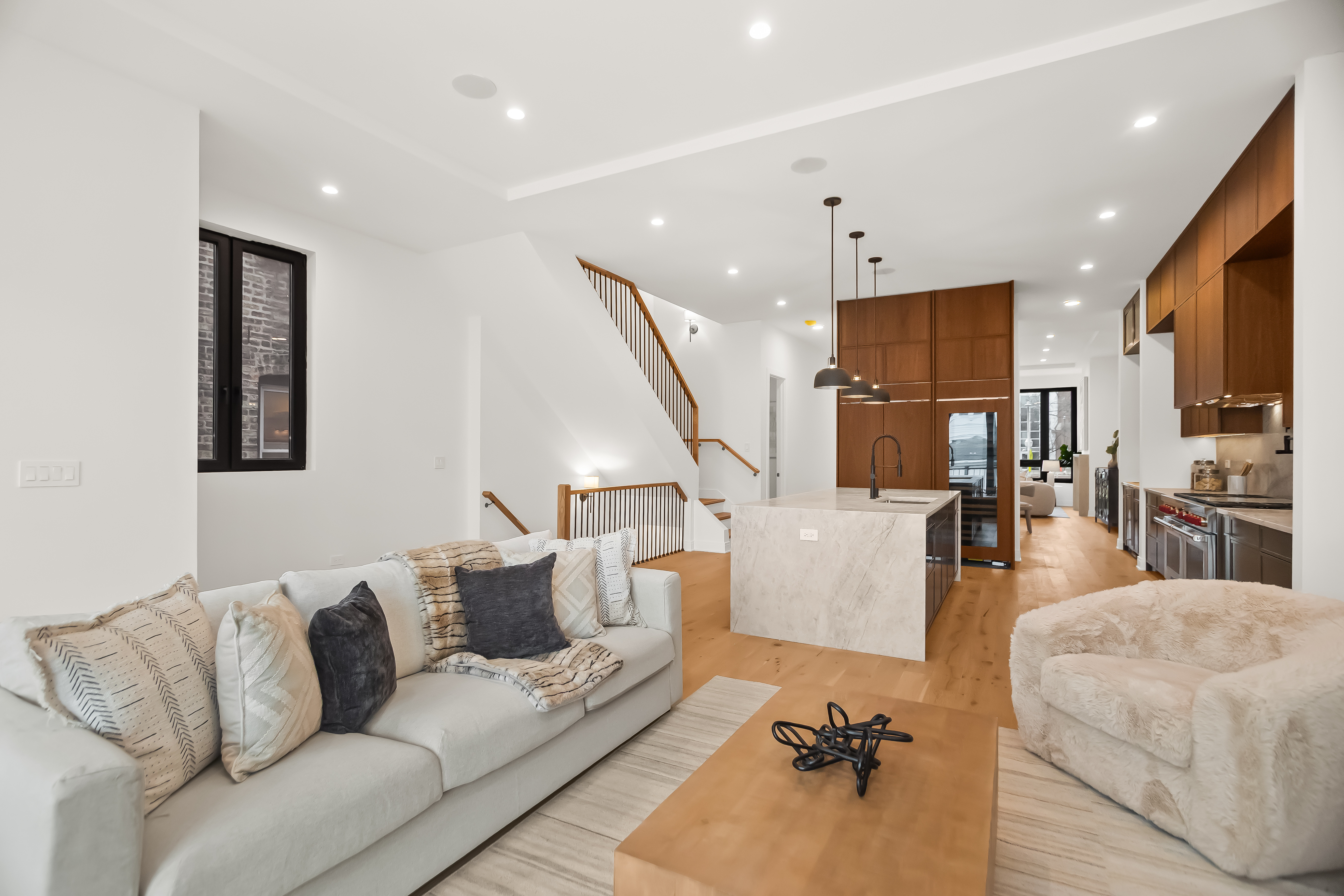 Family room opening into the kitchen