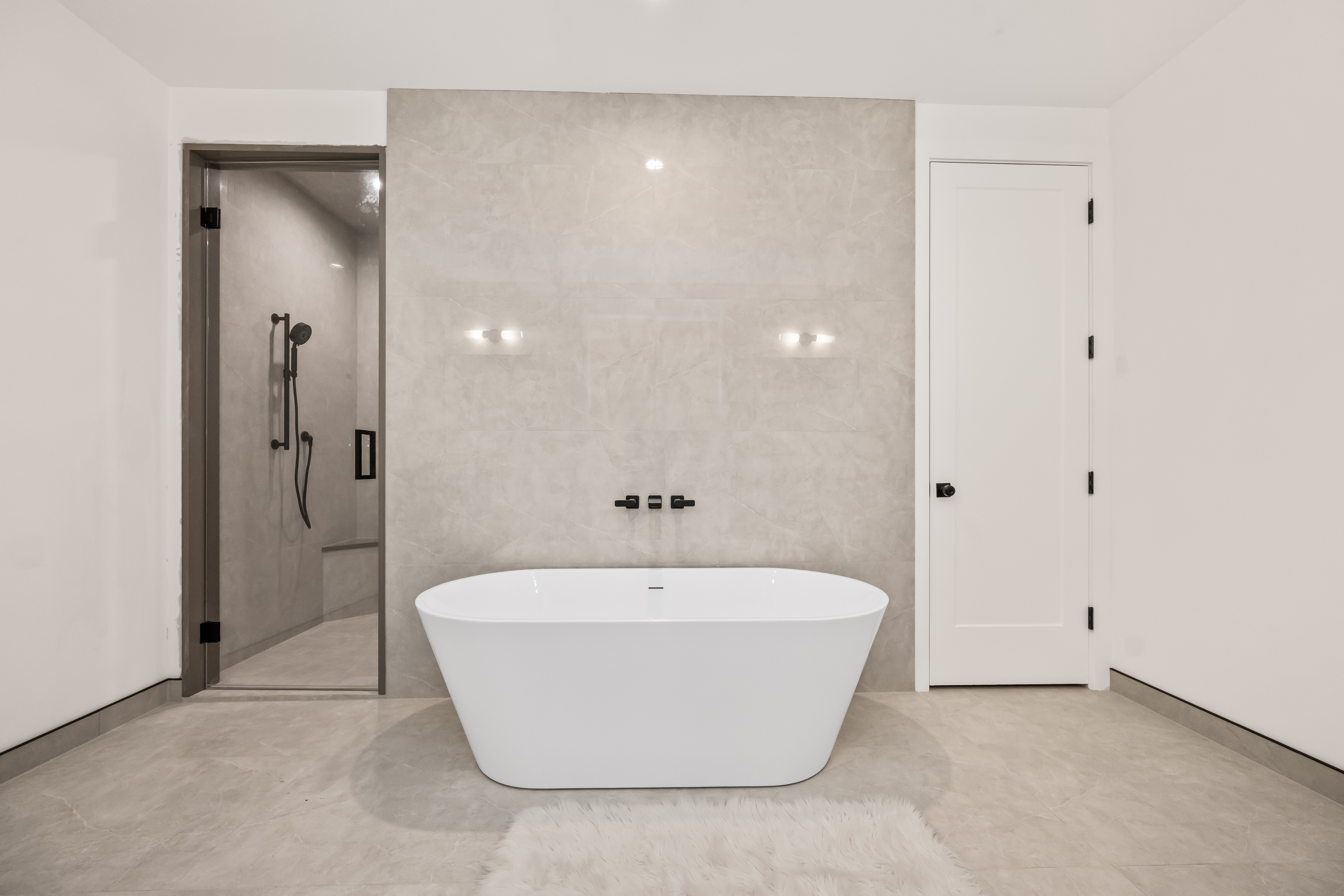 Primary bathroom with freestanding tub